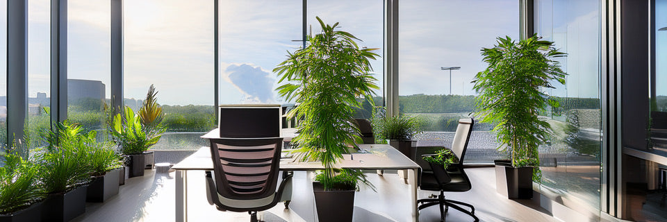 office with plants and views