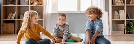 Image of happy kids playing inside