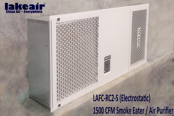 LakeAir LAFC-RC2-S Electrostatic Flush Ceiling Smoke Eater — Black