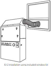 Illustration of a negative pressure installation with window venting kit